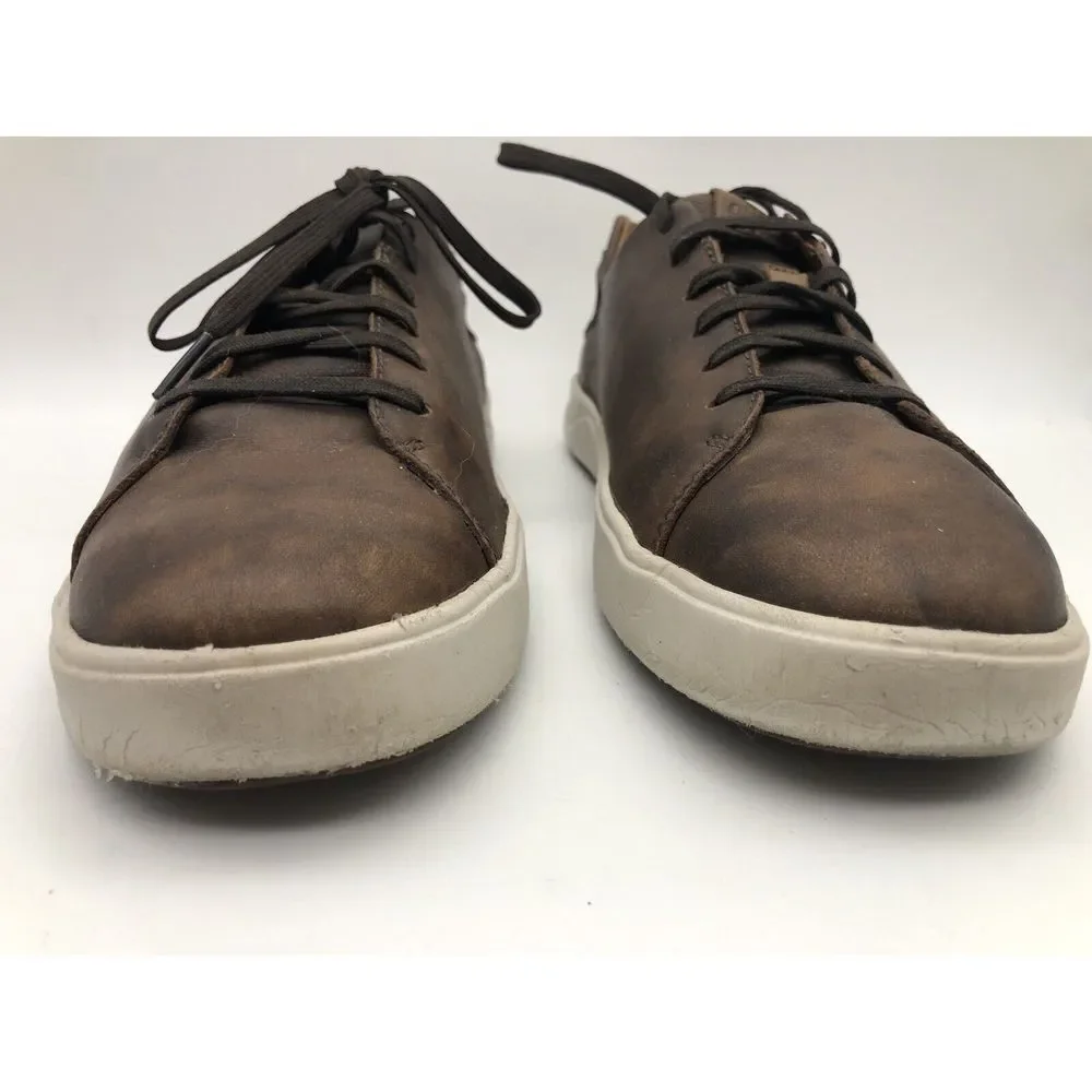 Olukai Lae'ahi Li 'Ili Lace Up Leather Sneakers Mens Dark Brown Patina Size 8.5